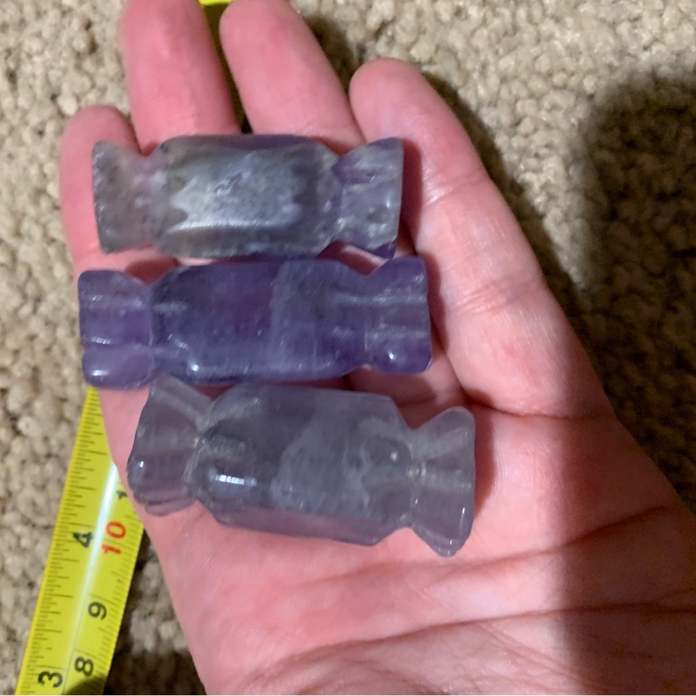 3pc Purple Fluorite Crystal Candy